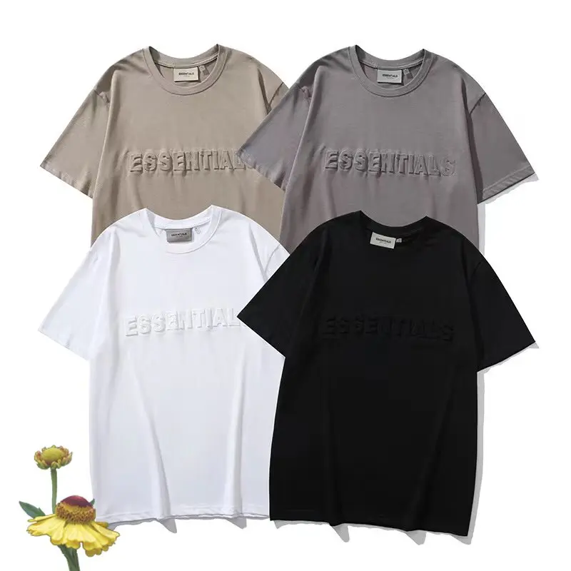 LEE FOG Essentials T-shirts Summer Casual Loose Top Tee High Quality 3D Letter Logo ESSENTIALS T Shirt Men Women images - 6