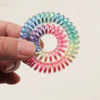 5 pcspackaging spiral hair ties for girls rainbow traceless rubber ponytail elastic bands candy women headwear accessories