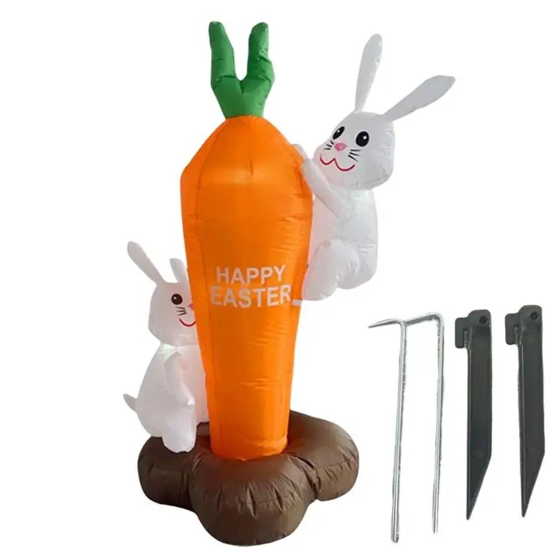 

Easter Decorations Inflatables Bunny Carrot Blow up Lighted Decor Party Outdoor Decoration for Garden Patio Lawn Yard