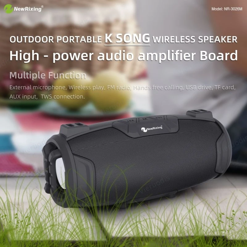 

Audio Loudspeaker Microphone Karaoke High Power Strap War Drum Portable Subwoofer Gift Bluetooth Speaker