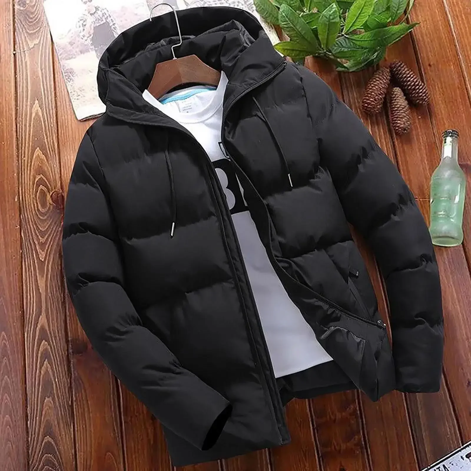 Chaqueta gruesa con capucha para hombre Parkas cálidas informales ropa de negocios moda invierno универсальный 2024 г.