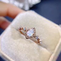 sparkling diamond natural moonstone ring sterling silver female niche versatile proposal valentines day gift