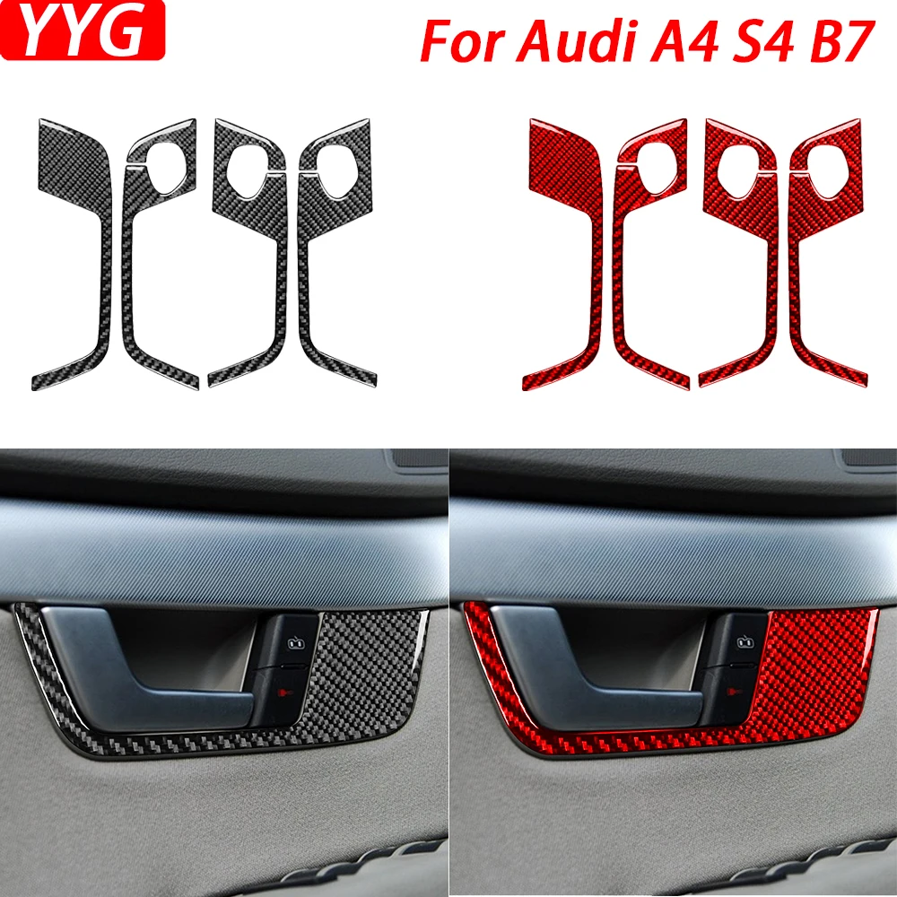 Фото Для Audi A4 S4 B7 2005-2008: накладка на панель переключателей дверных ручек из углеродного волокна, модифицированная крышка, аксессуары для декора интерьера автомобиля, наклейка №1