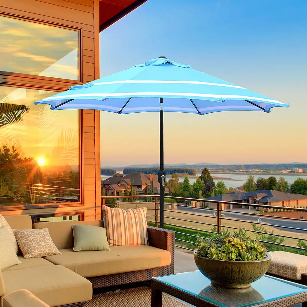 

Abble 9FT AQUA & WHITE STRIPE UMBRELLApatio canopy