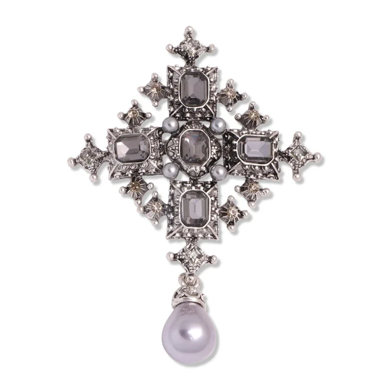 

Crystal Rhinestone Baroque Brooch Women Vintage Party Meeting Jewelry Spring Pin Accessories for Coat