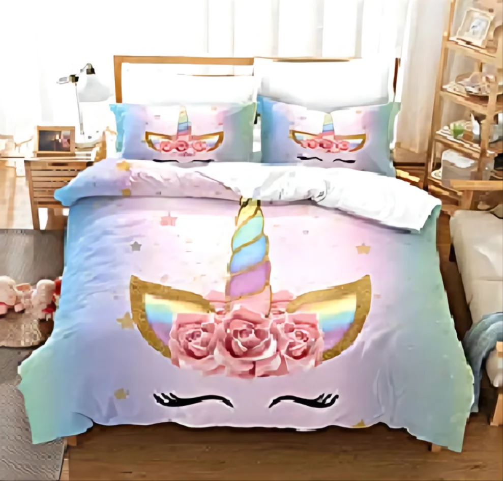 

Unicorn Comforter Set Twin Size with 1 Pillowcases - 2 Piece Soft Lightweight Brushed Microfiber Unicorn Twin Bedding for Girls