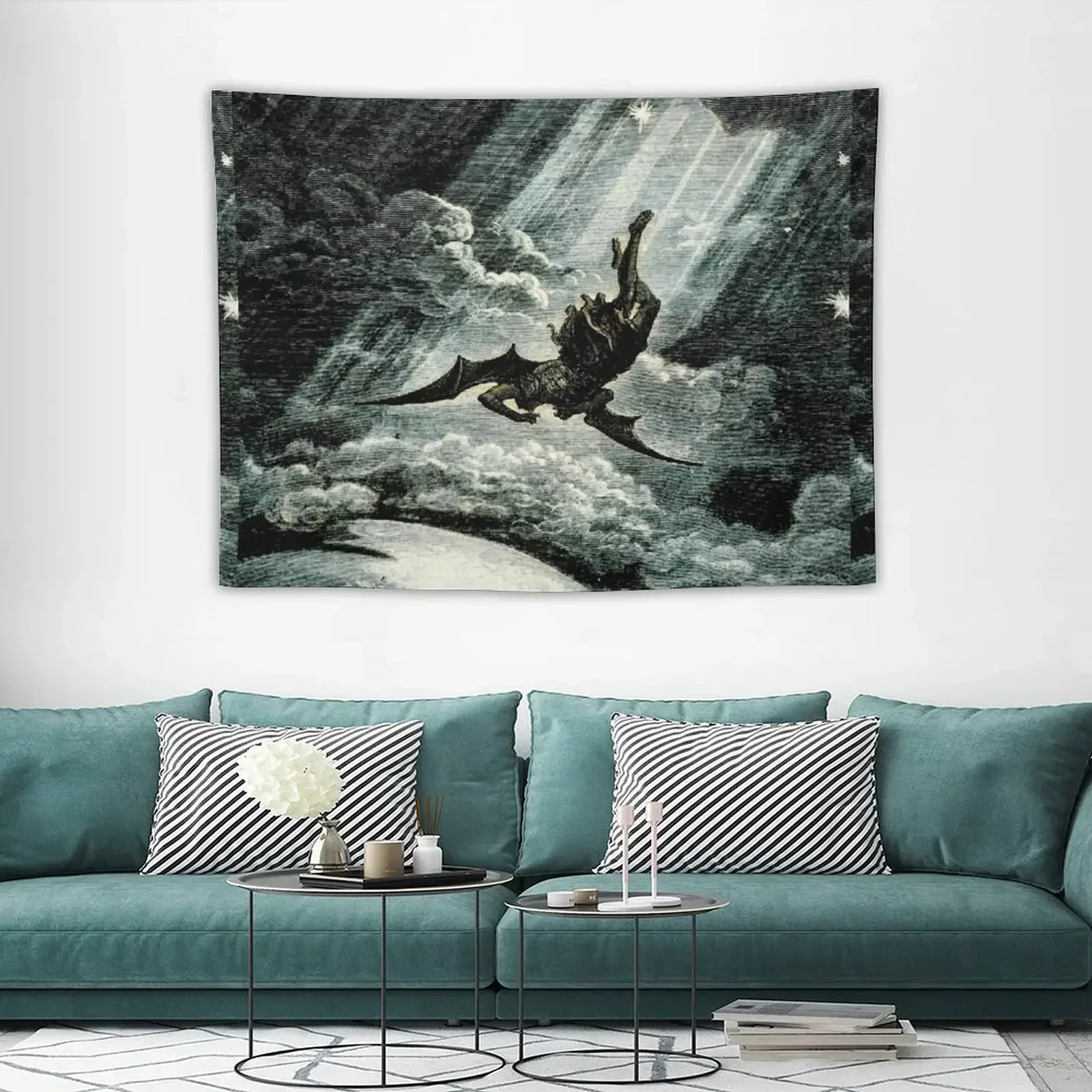 Падающийся ангел-гобелен с гравировкой Gustave Dore забавный настенный декор милые