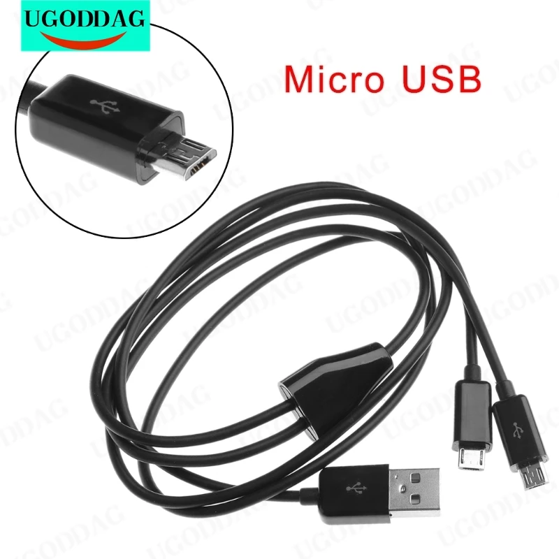 Портативный USB 2.0 тип A штекер к двойному микро USB Стандартный кабель для зарядки и передачи данных от 1 до 2/3 микро USB