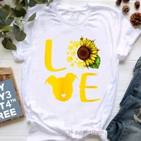 love sunflower pitbulls graphic print tshirt girls summer fashion dog lover t shirt femme harajuku kawaii clothes t shirt