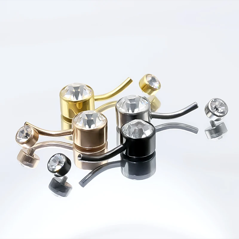 6PCS/Lot G23 Titanium Piercing Belly Button Rings Internally Threaded Crystal Gem Navel Piercings Body Jewelry for Women 14G