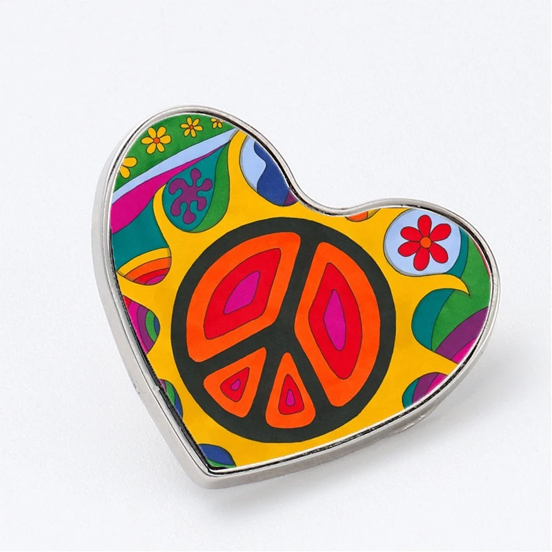 

Psychedelic Flaming Peace Hkx Броши заколка ювелирный аксессуар индивидуальная брошь модные значки на лацкан