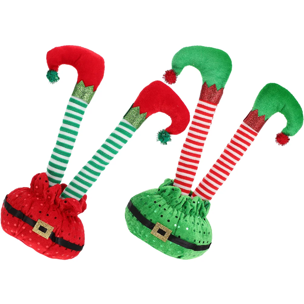 

2 Pcs Filling Christmas Elf Legs Decorative Outdoor Upside Stuffed Polyester Fabric