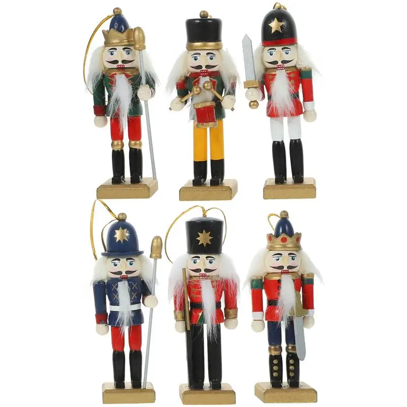 

6Pcs 12cm Nutcracker Christmas Decoration Xmas Tree Hanging Decor Nutcracker Soldier Figurines Pendant Desktop Crafts Ornaments