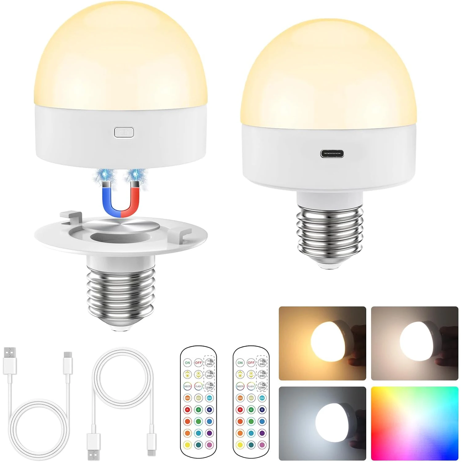 Светодиодный ночник перезаряжаемая лампа E27/E26 небольшой RGB с дистанционным