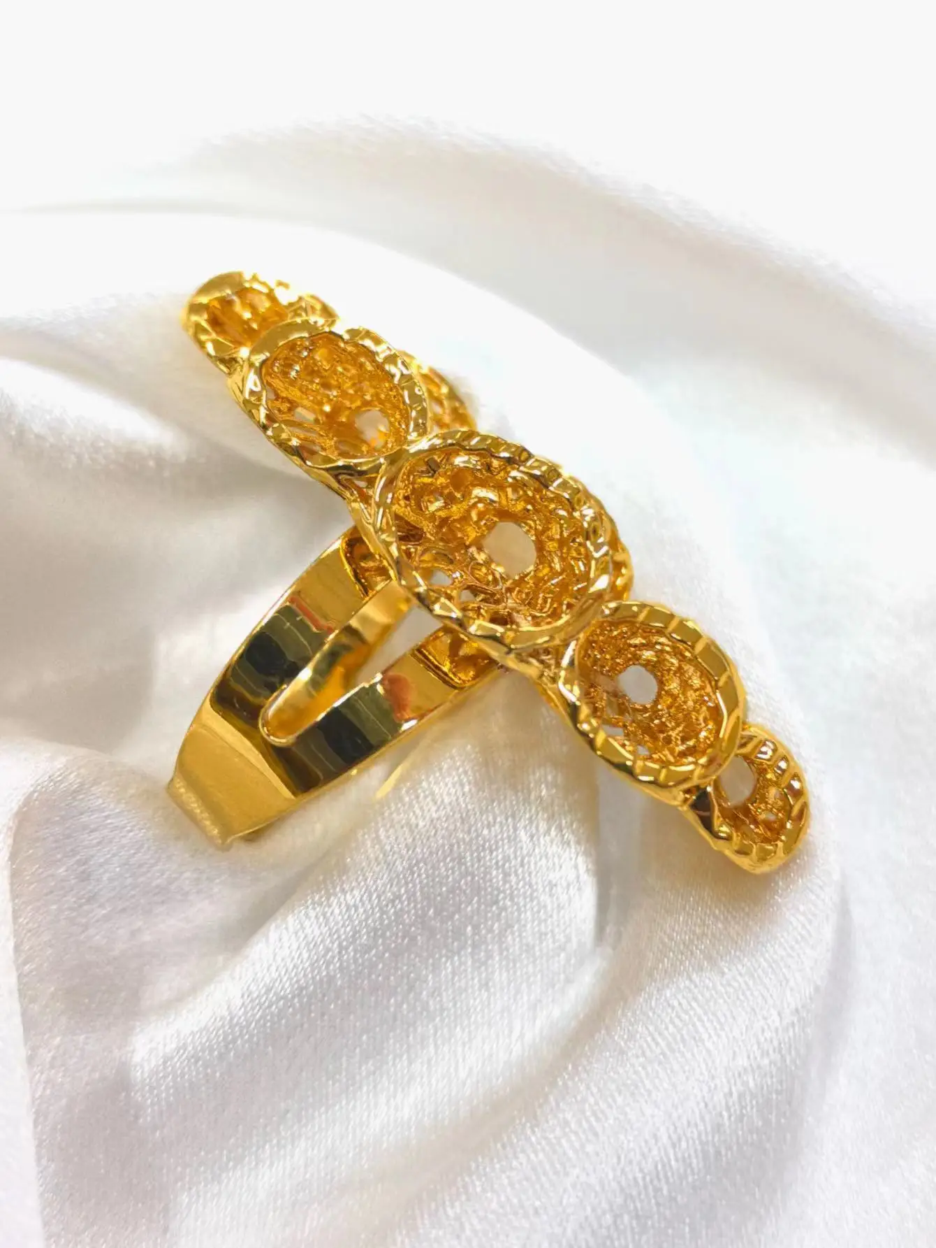 Золотое кольцо из Дубая для женщин бразильское позолоченное свадебное украшение