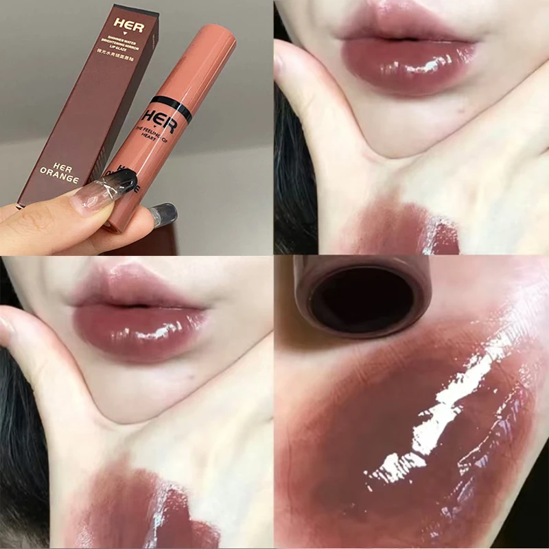 

6 Colors Mirror Lip Gloss Jelly Mirror Lipstick Long Lasting Moisturizing Waterproof Non-stick Cup Transparent Lip Gloss Makeup