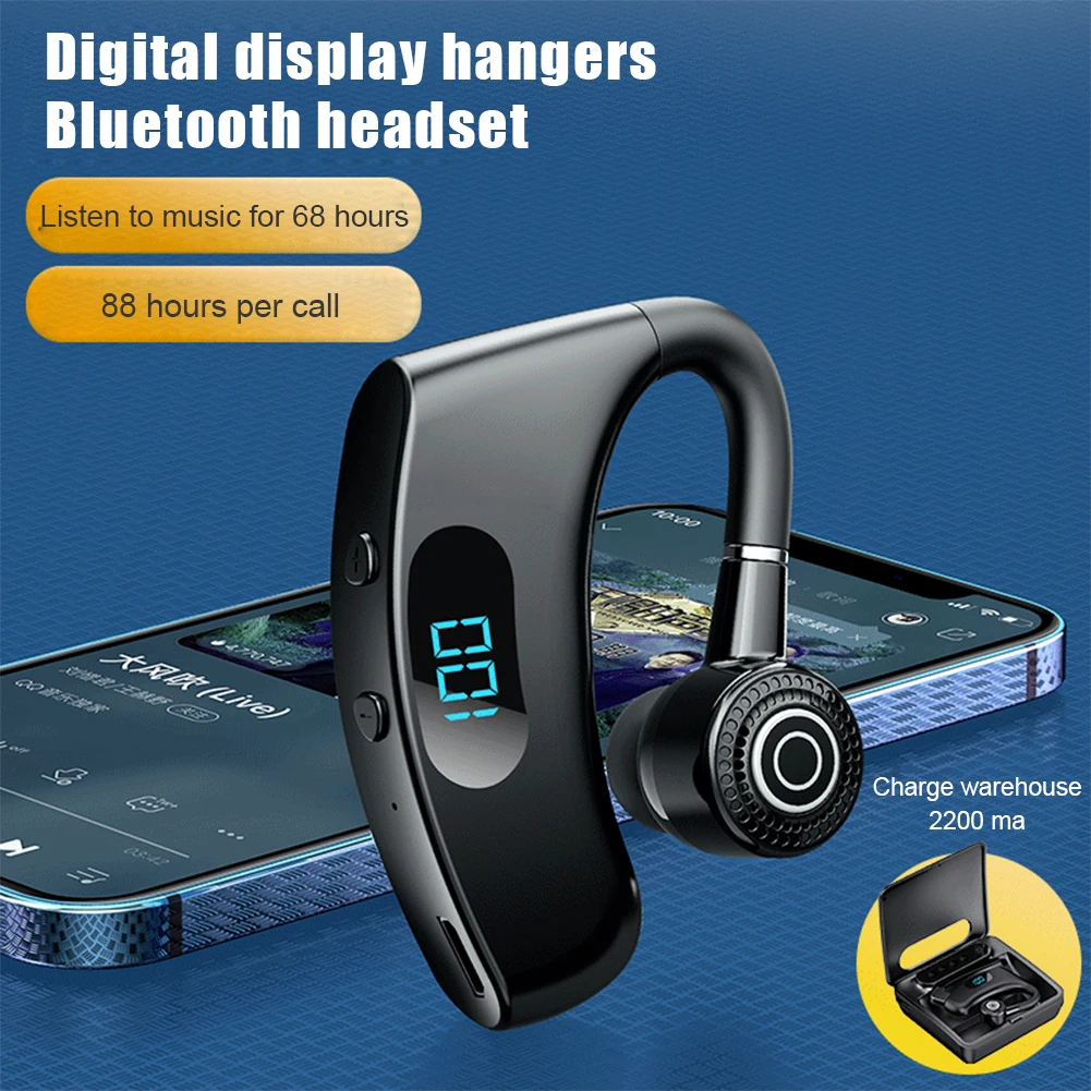 

Wireless Headsets LED Display Business Headphones TWS Bluetooth-compatible 5.2 Bass Stereo Earhook Sports Driver Earphones