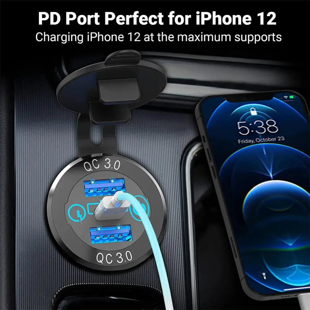 Автомобильное зарядное USB-устройство с кабелем 12-24 В QC 3 0 |