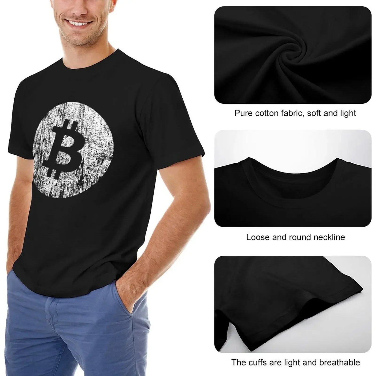 Футболка с логотипом Bitcoin футболки рисунком блузка мужская одежда больших