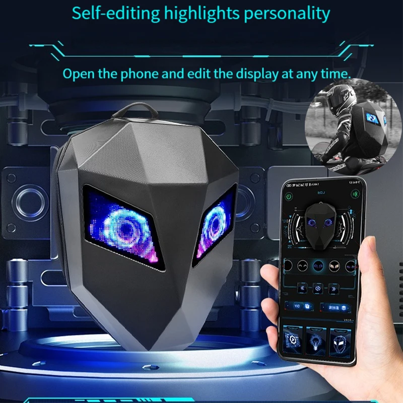 

LED Backpack Hard Shell Led Display Motorcycle Cycling Helmet Backpack Business Travel Waterproof Laptop Bag High Quality Man