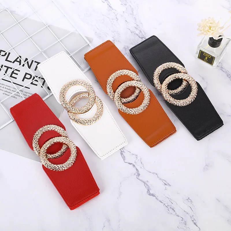 

Ladies Fashion Elastic Wide Waistband New Casual Black Belt with Skirt Decoration