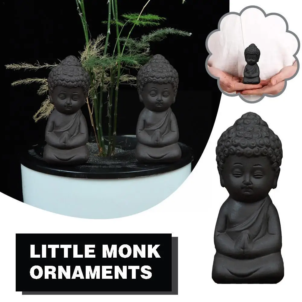 

Zen Purple Clay Buddha Statues Ceramic Little Ornament Playing Monk Pet Office Table Tea Decoration Home Tea Craft V3i4