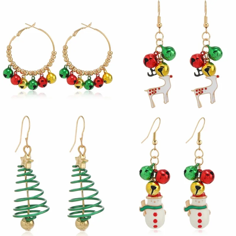 

Fahsion Christams Gift Xmas Tree Bells Santa Claus Snowman Elk Snowflake Boots Christmas Earrings For Women Girls