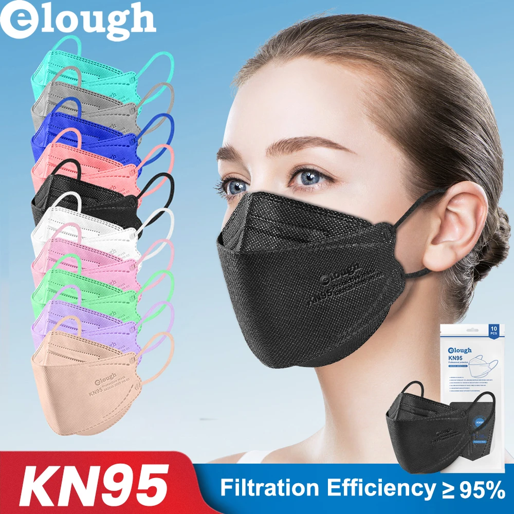 

elough kn95 mask adulto mascarillas fpp2 4 layers approved ffp2 masks black mascarilla ffp2 homologada españa white ffp2mask