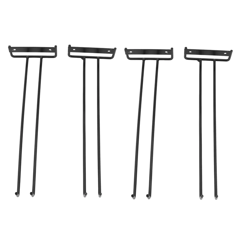 

4 Pcs Stemware Wine Glass Storage Rack,Wall Mountable Kitchen Storage Rack ,Wrought Iron,Black,11 Inch / 30Cm