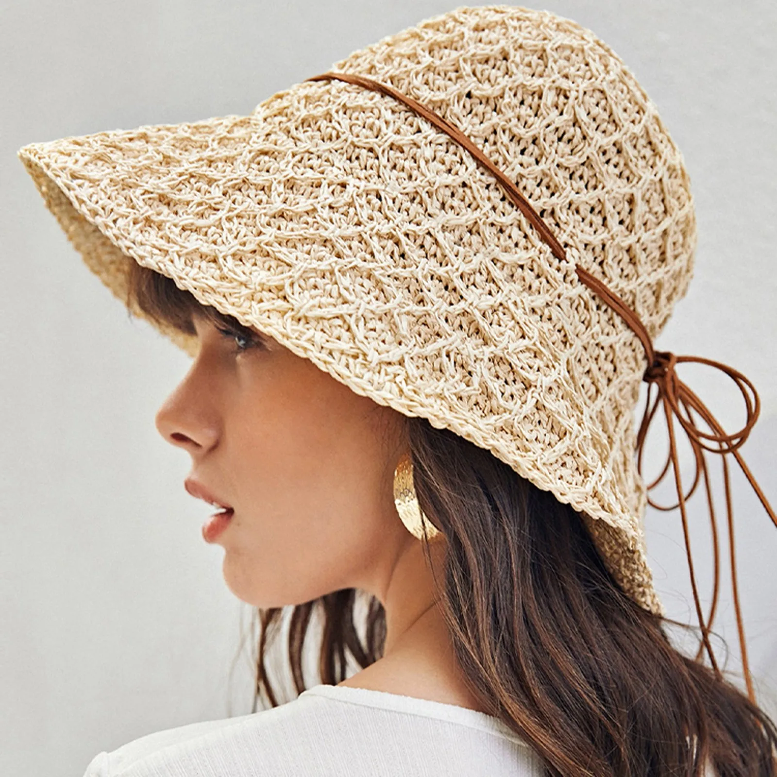 

Large Size Panama Hats Lady Beach Wide Brim Straw Hat Women Summer Sun Cap Fedora Hat Hip Hop Dad Mesh Hat Trucker Bonnet Hat