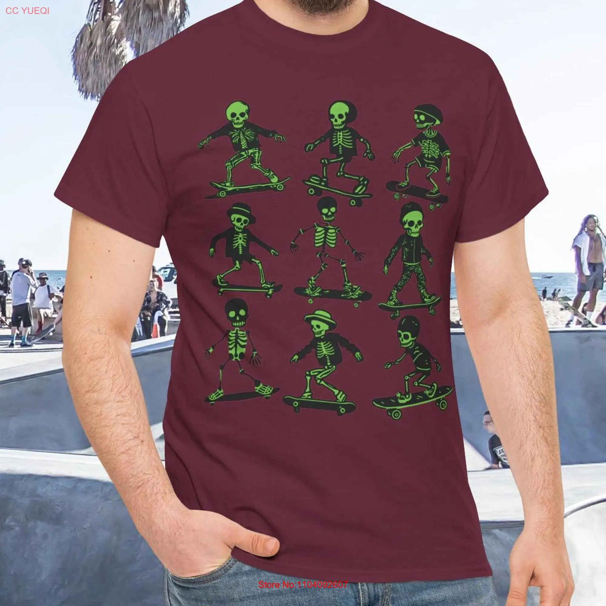 łyżwiarstwo szkielety koszulka łyżwiarska unisex miejskie czaszki w stylu komiksowym ciemne długie lub krótkie rękawy