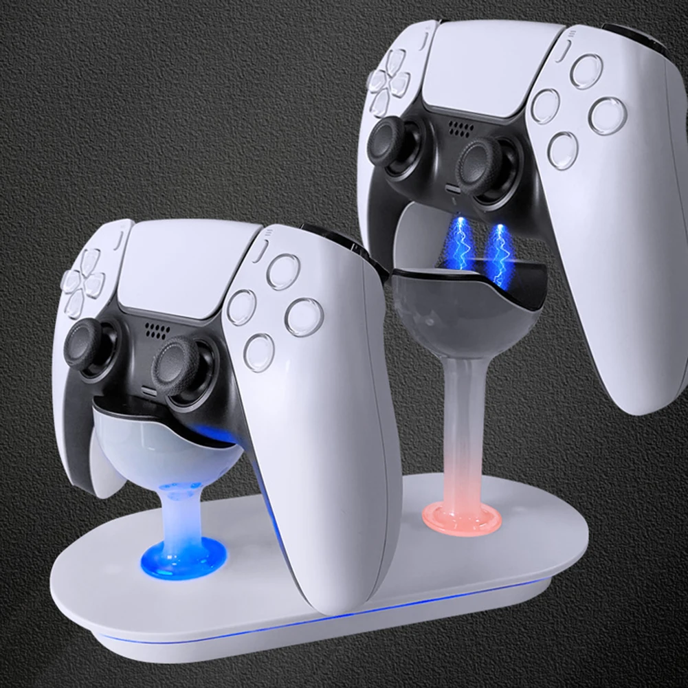 

Новинка 2022, двойное зарядное устройство для беспроводного контроллера Sony PlayStation5, USB Type-C, быстрая зарядка, док-станция с подсветкой дисплея