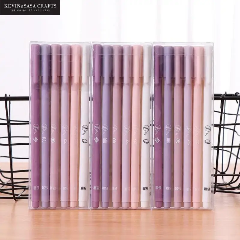 

Набор гелевых ручек 6 шт./компл. розового цвета 0,5 мм, школьные канцелярские принадлежности, Офисные аксессуары от Kevin & sasa Crafts