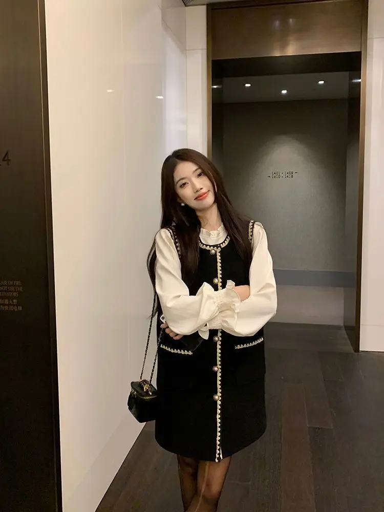 Korejepo Маленькое ароматное платье-жилет Комплект из двух предметов Женский