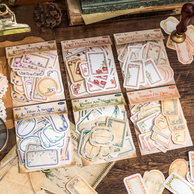 

8 Packs Total 360PCS Vintage Floral Fashion Retro Frames Stamps Series Paper Stickers Set DIY Journaling Diary Deco Gift