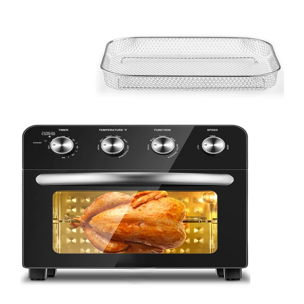 

Air Fryer Oven 24 Qt Toaster Oven 10-in-1 Air Fryer, 1700W, 6 Free Accessories & 75 Recipes, Black