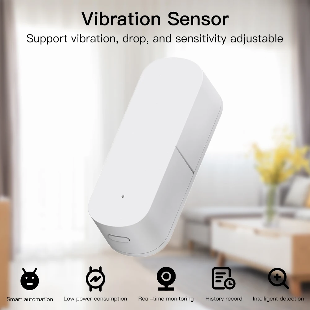Moes Zigbee Smart Vibration Sensor Detection,Tuya Smart Life APP Notification,Real-Time Motion Shock Alarm,History Record