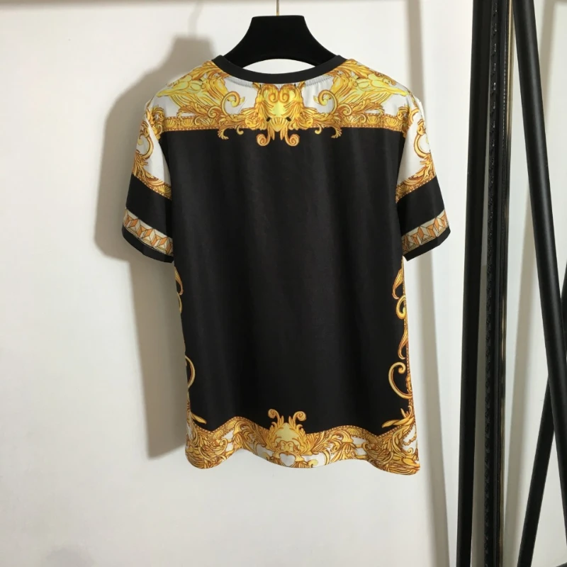 

2023 High Quality Hot Diamond Letter Portrait Retro Print Casual Short Sleeve T-shirt women clothing pornhub crop top t shirt
