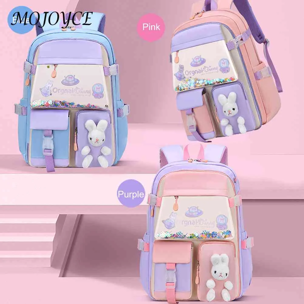 

Cute Bunny Backpack for Girls Teenage Students Kindergarten Shoulder School Bags Cartoon Travel Rucksack Book Bags