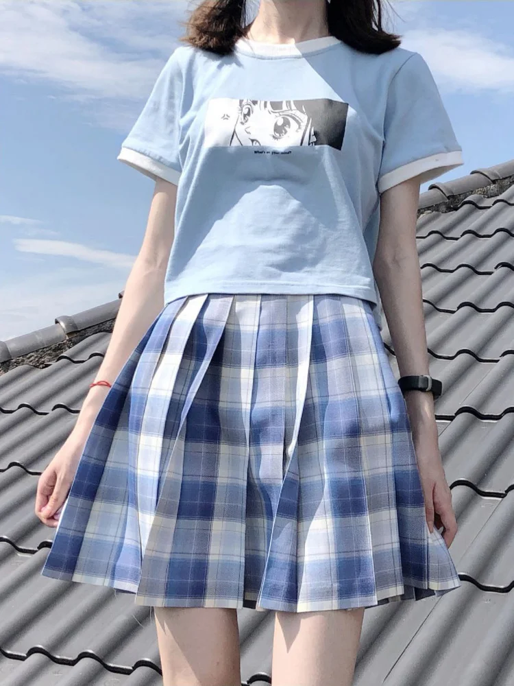 Deeptown Women T-shirt Girl Kawaii Crop Top Japanese Anime Cartoon Harajuku Graphic Tee Shirt Summer Cute Print Short Sleeve Top