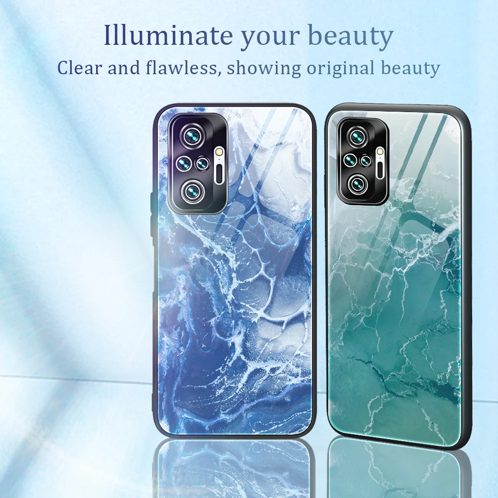 

Luxury Marble Glass Case For Redmi K50Pro K40S K40Pro K30i K20Pro 10C Tempered Glass Phone Case For Redmi Note11E 11Pro 10S