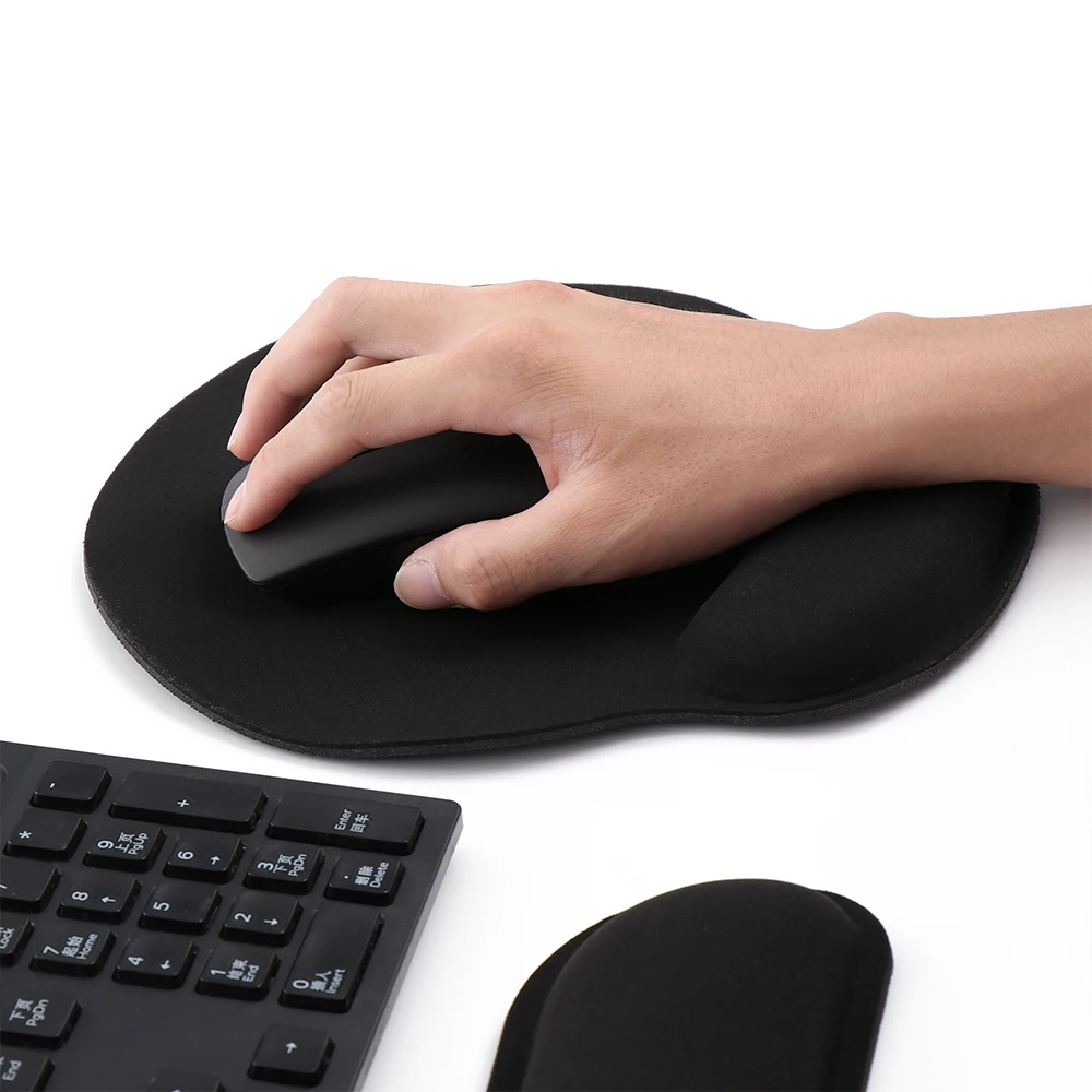 1 Набор черного губчатого коврика для мыши с памятью, игровой механической клавиатуры, антипрокрутки подлокотника, эргономической поддержки руки.