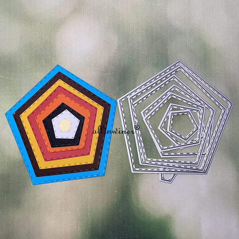 

8 шт., штампы для скрапбукинга, с пятиугольной рамкой