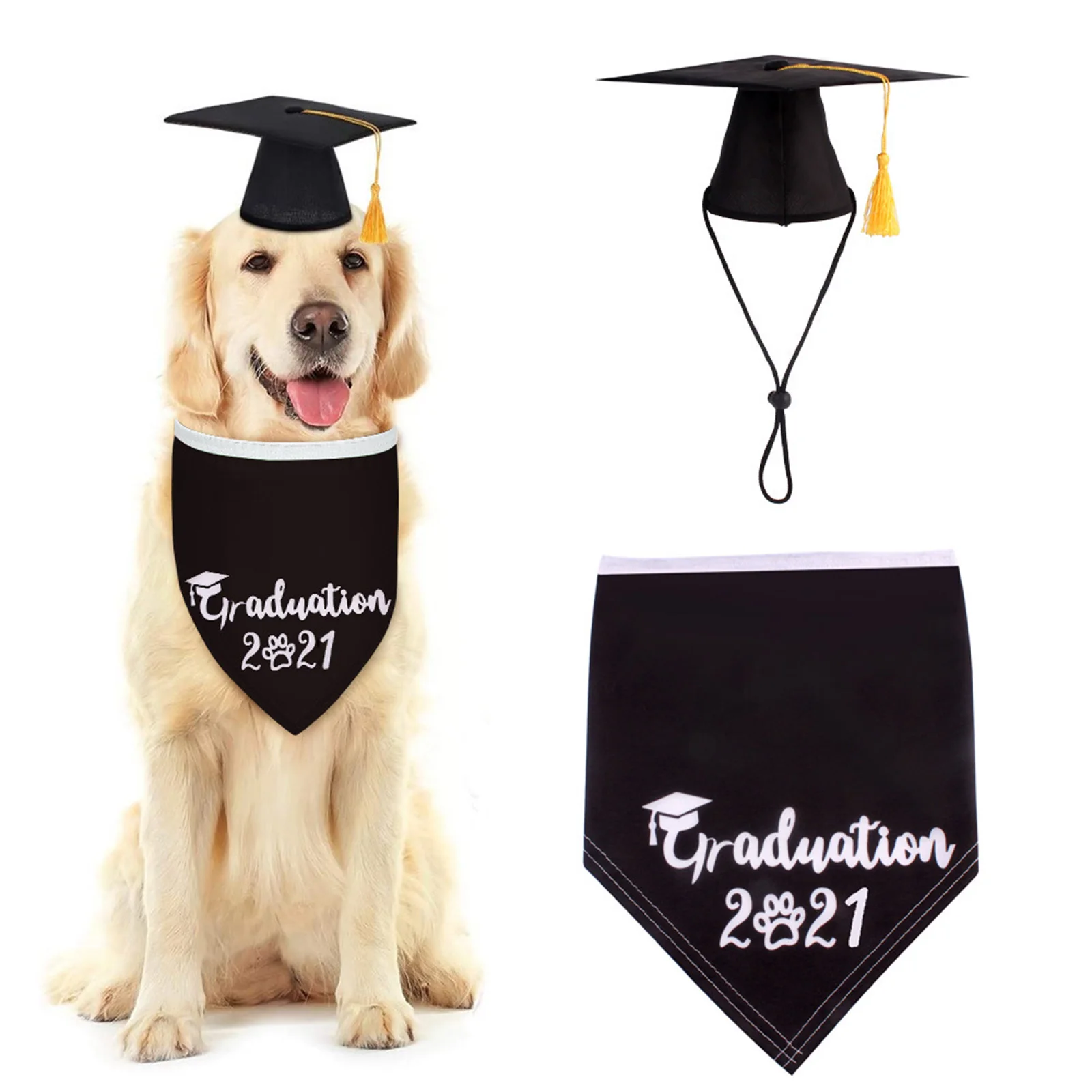 

Dog Graduation Cap + Bandana 2PCS Pet Grad Party Costume Set Dog Party Accessories