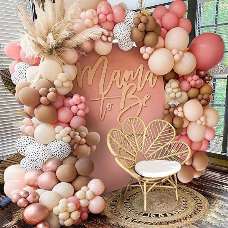 2023 Retro Pink Nude Sand White Brown Metal Rose Gold Balloon Bohemian Wreath Arch Birthday Wedding Party Decoration