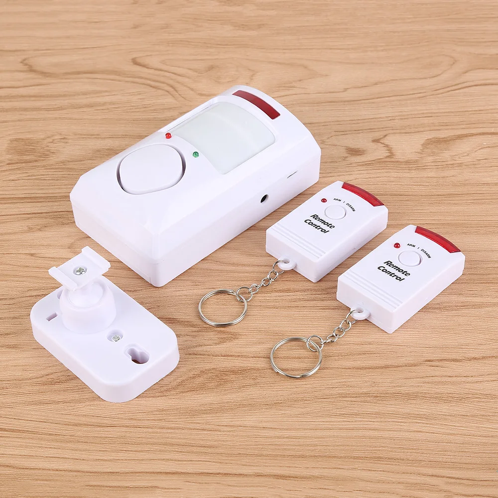 

CoRui Wireless IR Infrared Motion Sensor 105dB Loud Siren Mini Home Alarm Security Detector with 2 Remote Controller