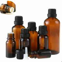 10pcslot 5 1015 20 30 50 100 ml 13oz 1oz thick amber essential oil glass bottles with black cap glass containers for doterra