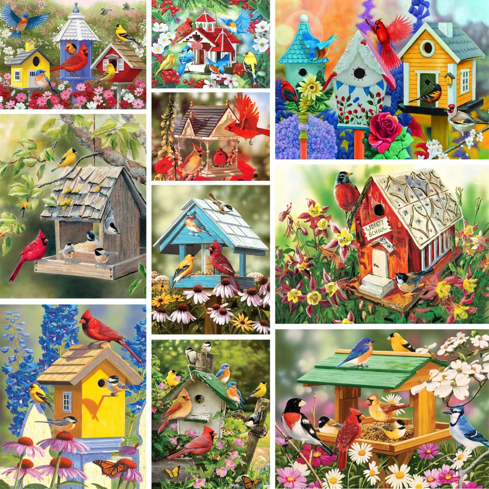 

Cartoon Bird House DIY Painting By Numbers Complete Kit Oil Paints 40*50 Canvas Pictures Decorative Paintings For Kids Handiwork