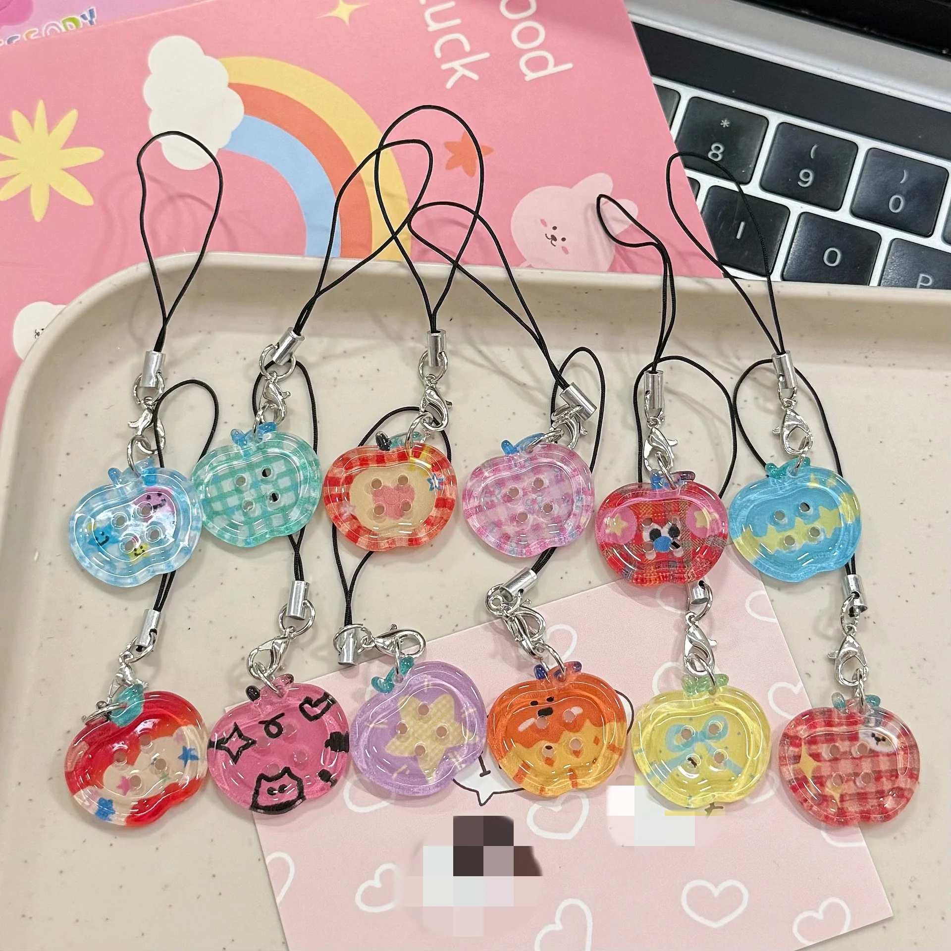Фото Милые подвески для телефона на пуговицах, подвеска Kawaii, новые чехлы для Airpods 4, IPhone 16, мини-подвески, аксессуары для школьной сумки, Корея №4