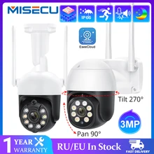 MISECU 1080P PTZ Wifi IP Camera Outdoor Two Way Audio  AI Human Detection Wireless Camera Color Night 3MP SecurityVideo Camera